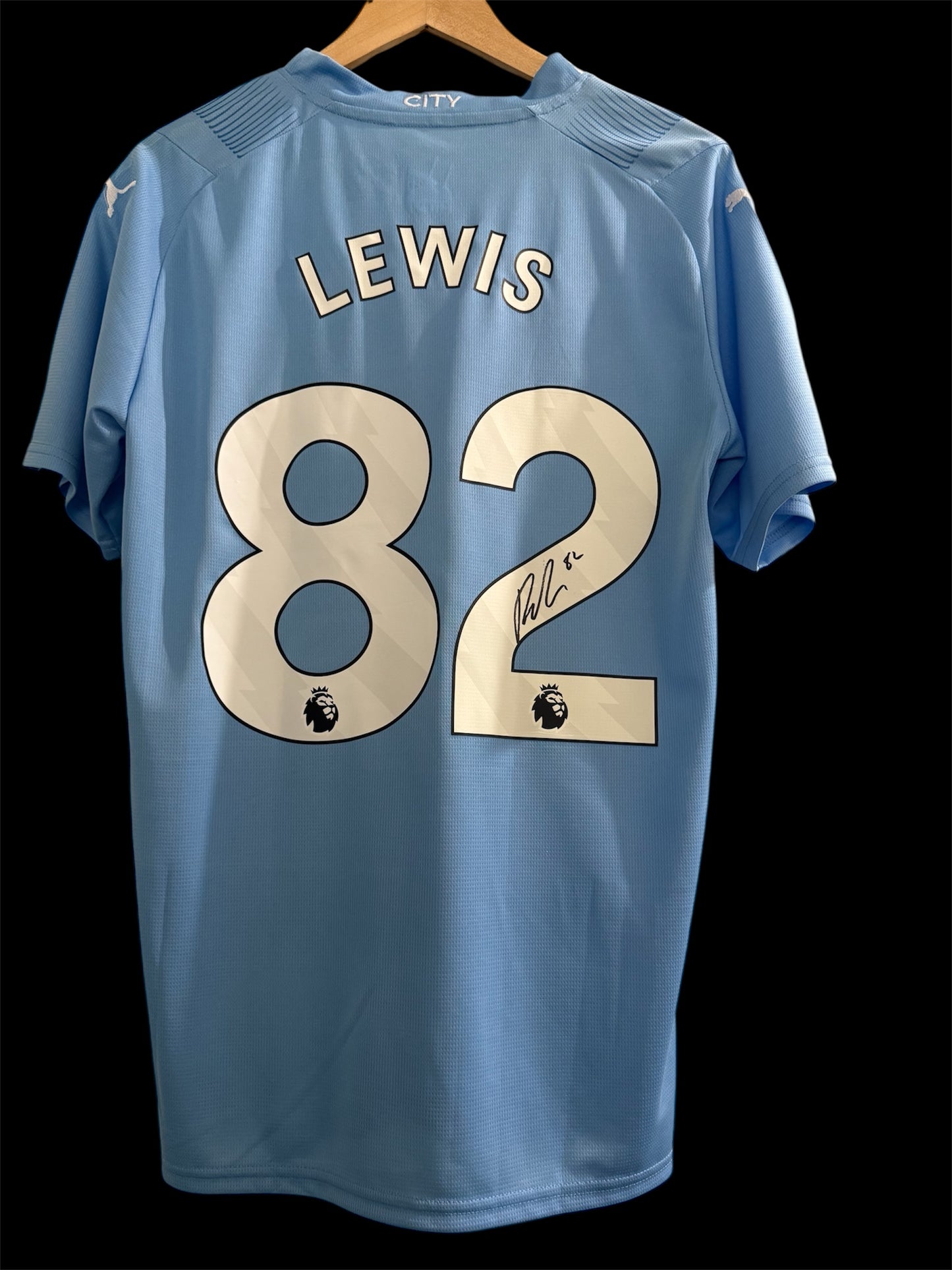 Manchester City 2023-2024 Home Shirt signed by Rico Lewis (COA)