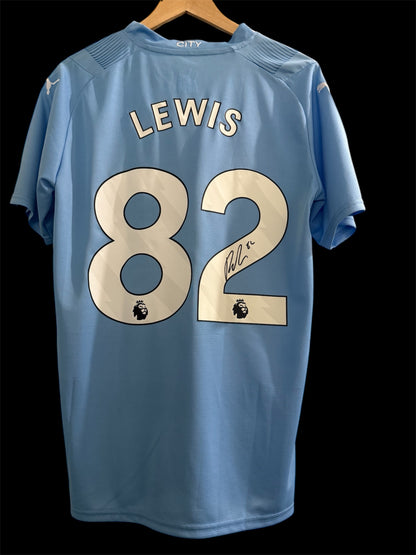 Manchester City 2023-2024 Home Shirt signed by Rico Lewis (COA)